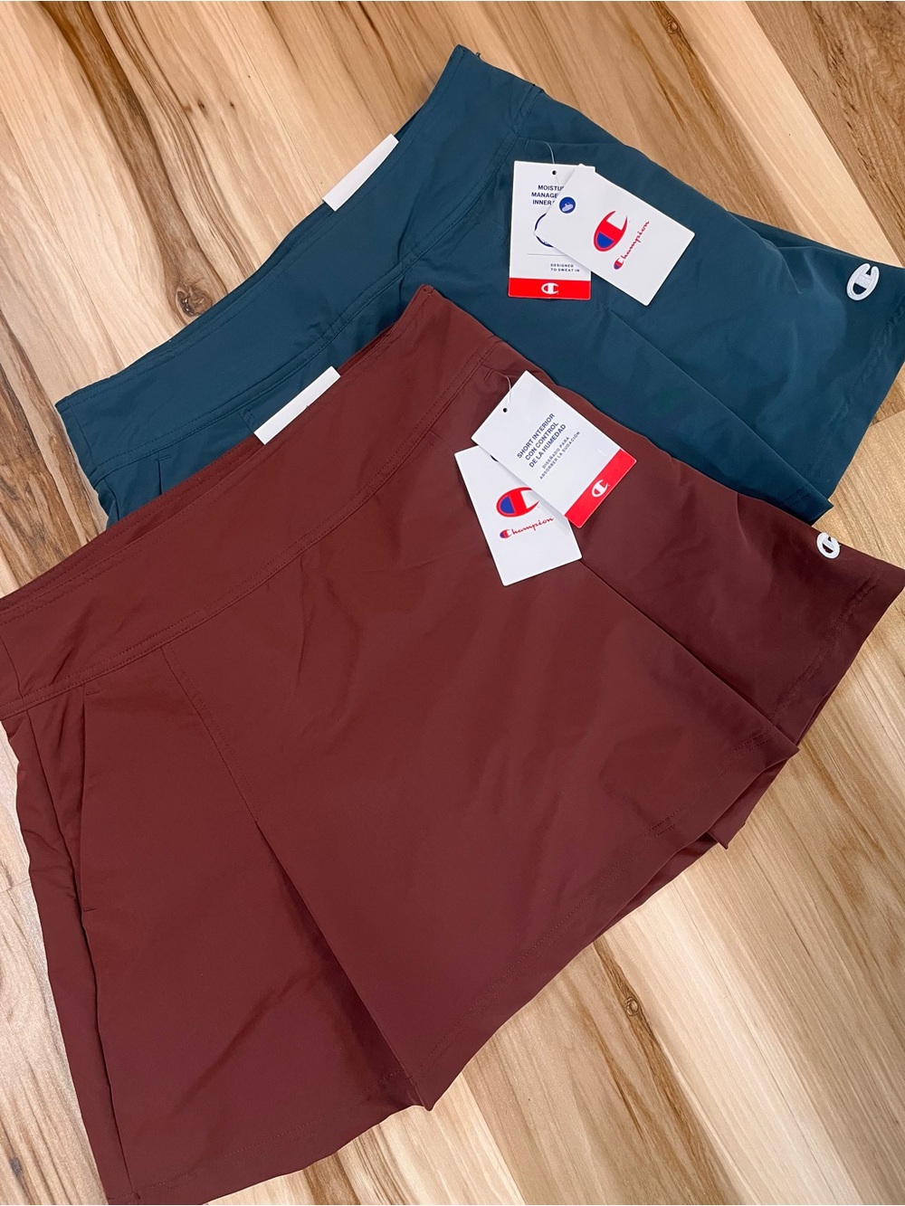 NEW Lot 2 Champion Womens 8 Skort Skirt Shorts Brown Teal Golf Pickleball Tennis
